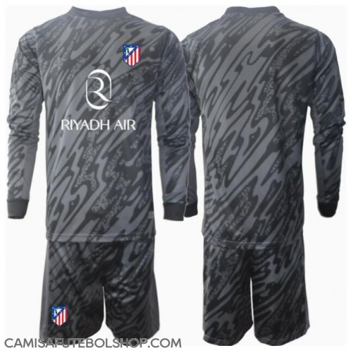 Camisa de time de futebol Atletico Madrid Goleiro Replicas 1º Equipamento Infantil 2024-25 Manga Comprida (+ Calças curtas)